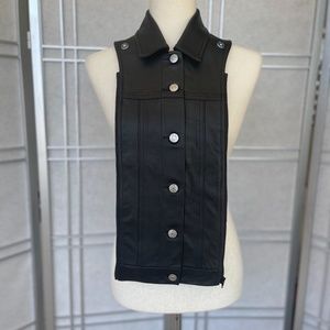 NWOT Veronica Beard Slate Black Leather Dickey sz O/S